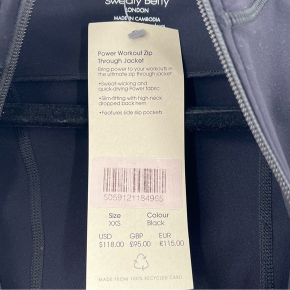 Sweaty Betty Power Workout Zip Through Jacket Black NWT XXS - Picture 6 of 9